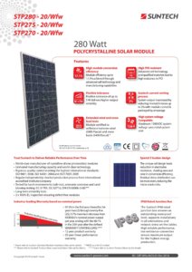 Suntecht 280 WP Poly datasheet voorblad